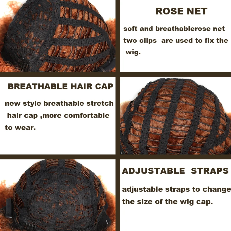 

LISI HAIR Mix Brown Color Short Curly Hair Wigs For Blacck Women African Hairstyles Synthetic Hair High Temperature Fiber