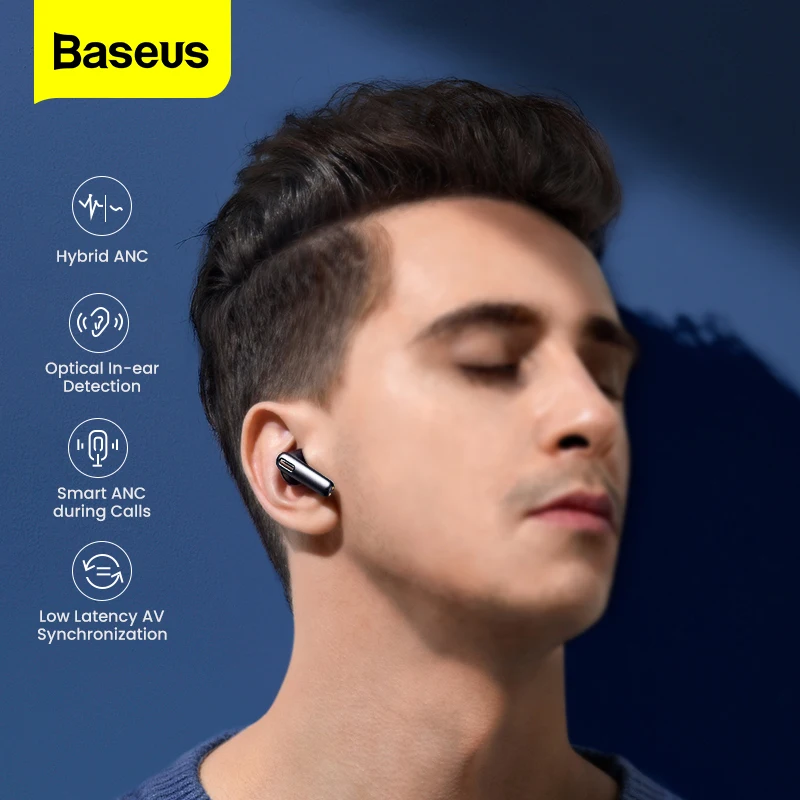 

Baseus S2 TWS Bluetooth 5.0 Earphone Ture Wireless Headphones ANC Active Noise Cancellation Earbuds HD Stereo Headset For iPhone