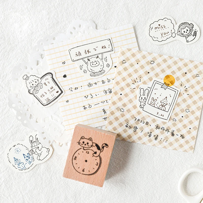 Счастливая симпатичная деревянная печать План выполнения украшения инструмента