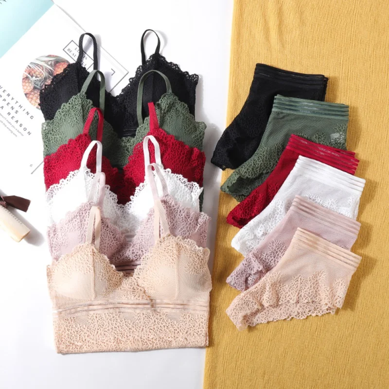 Комплект нижнего белья женский кружевной топ и трусики | Женская одежда