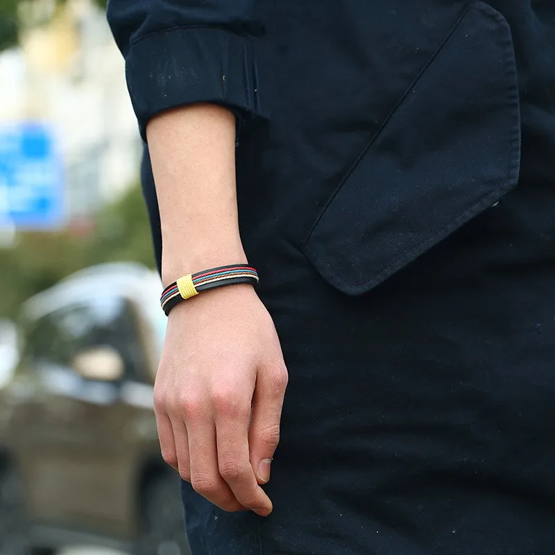 Разноцветный плетеный кожаный браслет из льняной веревки мужские и женские