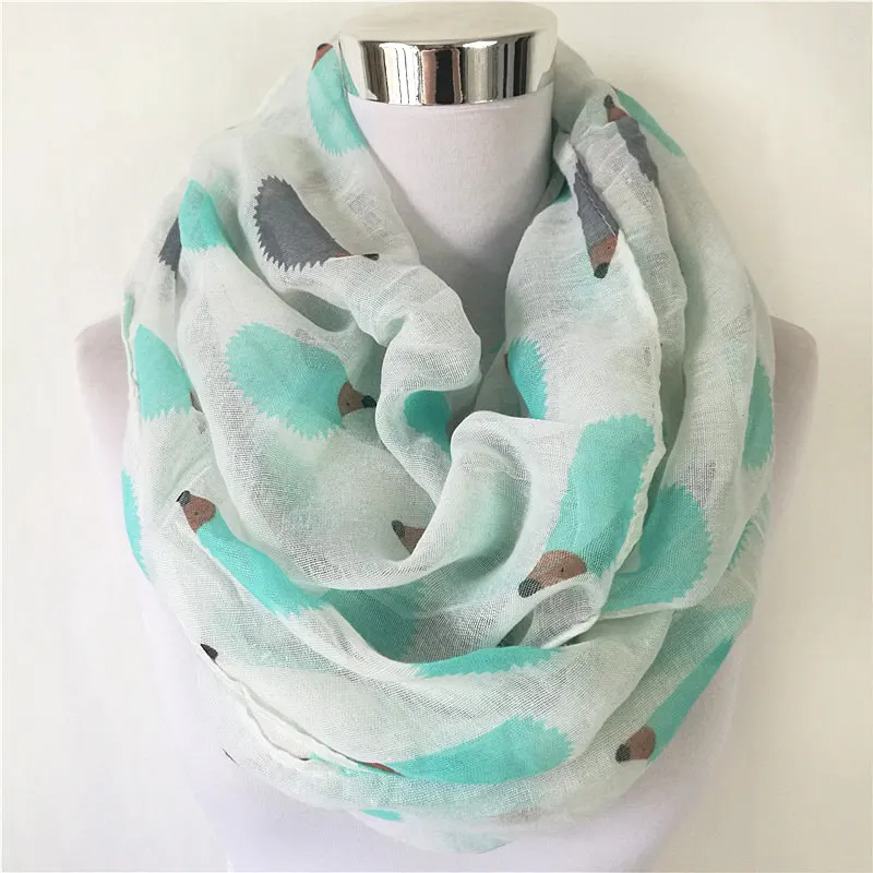 Circle scarf W and B Новые женские модные вискоза, хлопок Ежик длинный шарф с рисунком модные шарфы с животными снуд кольцо шарф для женщин - Цвет: Circle scarf W and B