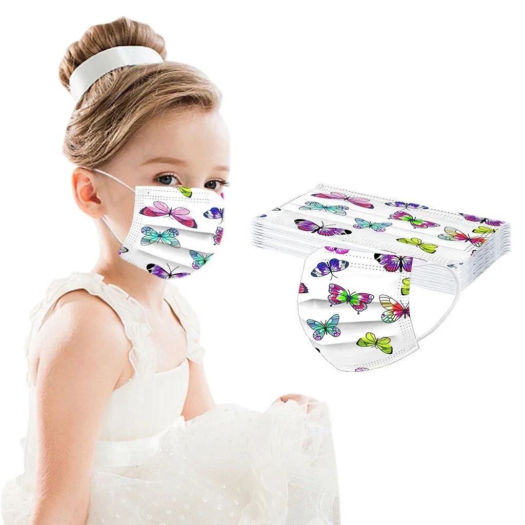 10 шт. одноразовые маски для лица с принтом бабочки из мультфильма детей 3 слоя