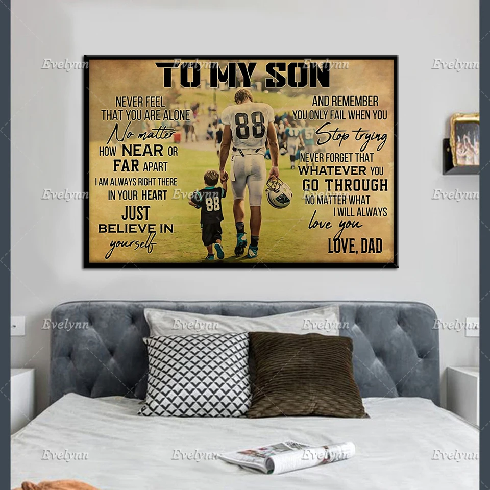 Ретро постер американского футбола моему сыну от папы подарки на день отца
