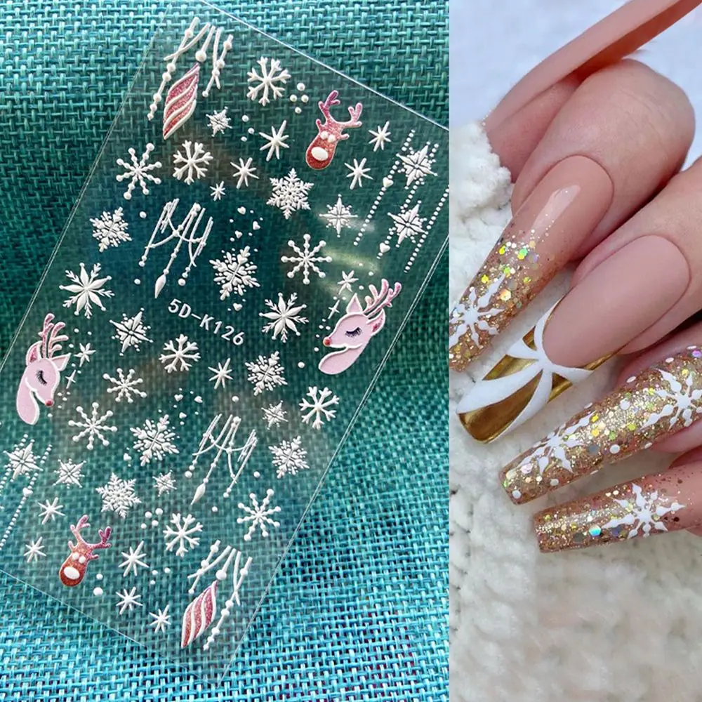 Подарок дизайн лося во французском стиле зимняя 5D наклейка для ногтей украшение