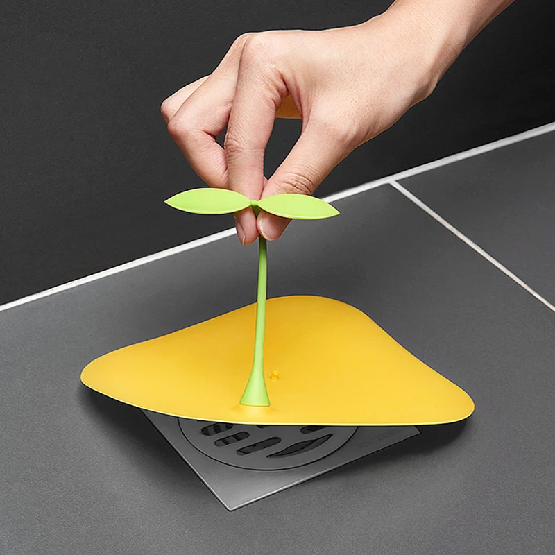 

Kitchen Bath Plugs Small Grass Sprouts Sewer Bean Sprouts Shape Deodorant Mat Silicone Anti-insect Anti-odor Floor Drain Cover