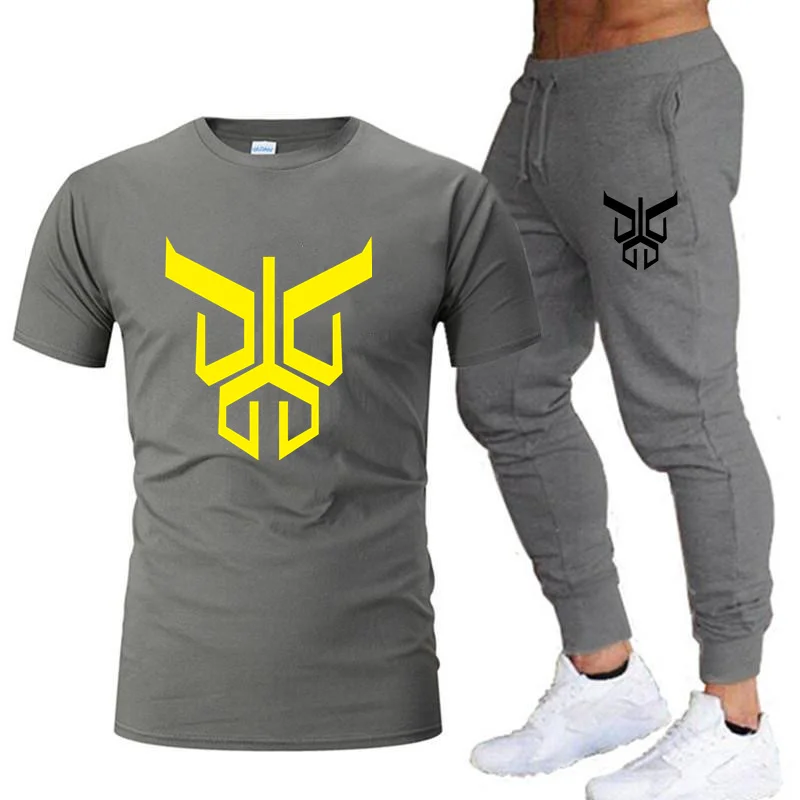 

2021 Hot-Selling Summer T-Shirt Pants Set Casual Brand Fitness Jogger Pants T Shirt Hip Hop Fashion Men's Tracksuits