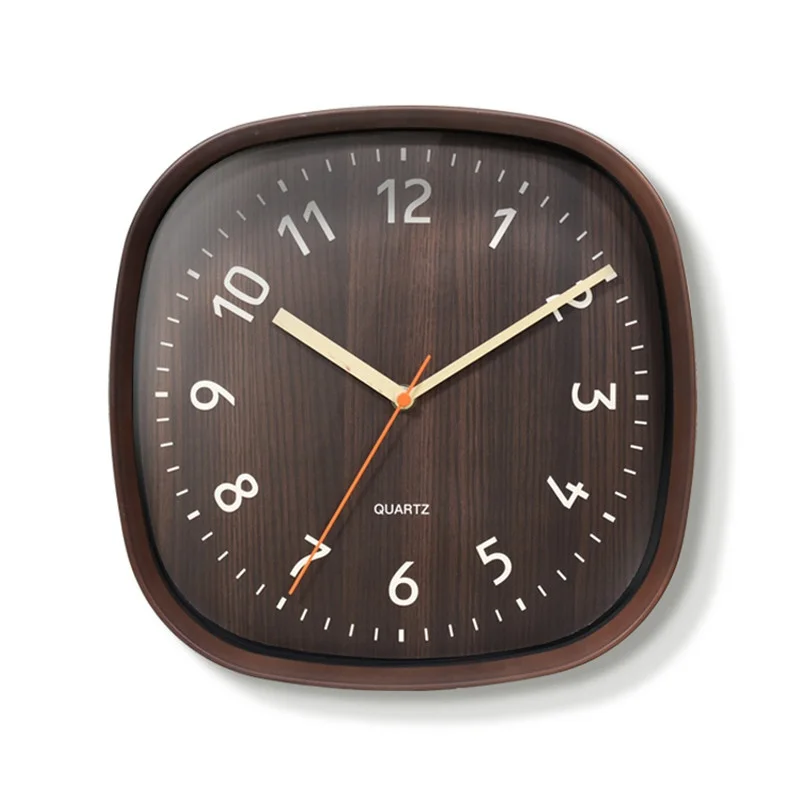 

Square Wood Grain Plastic Wall Clock Mute Quartz Living Room Clock Wall Modern Minimalist Decor Wall Watch Zegar Home Decor