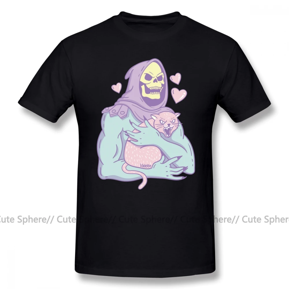 Футболка «Мастера Вселенной» Skeletor S Cat, футболка, 100 хлопок, 4xl, футболка с принтом, Мужская модная Милая футболка - Цвет: Black