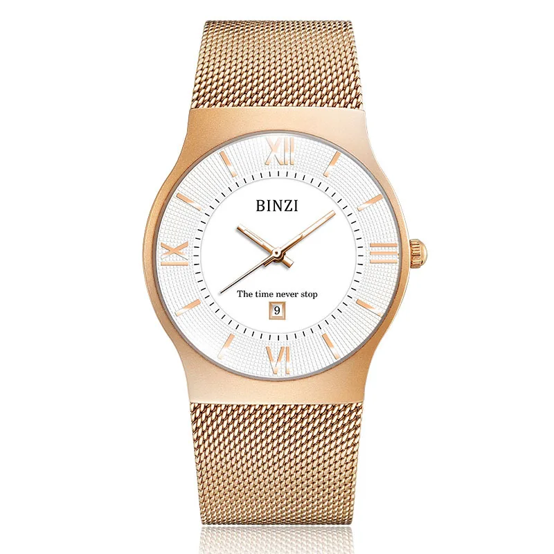 Fashion Hot Sale Waterproof Couple Steel Strap Watch Set Bracelet Necklace Men Women Student Calendar Rose Gold | Наручные часы