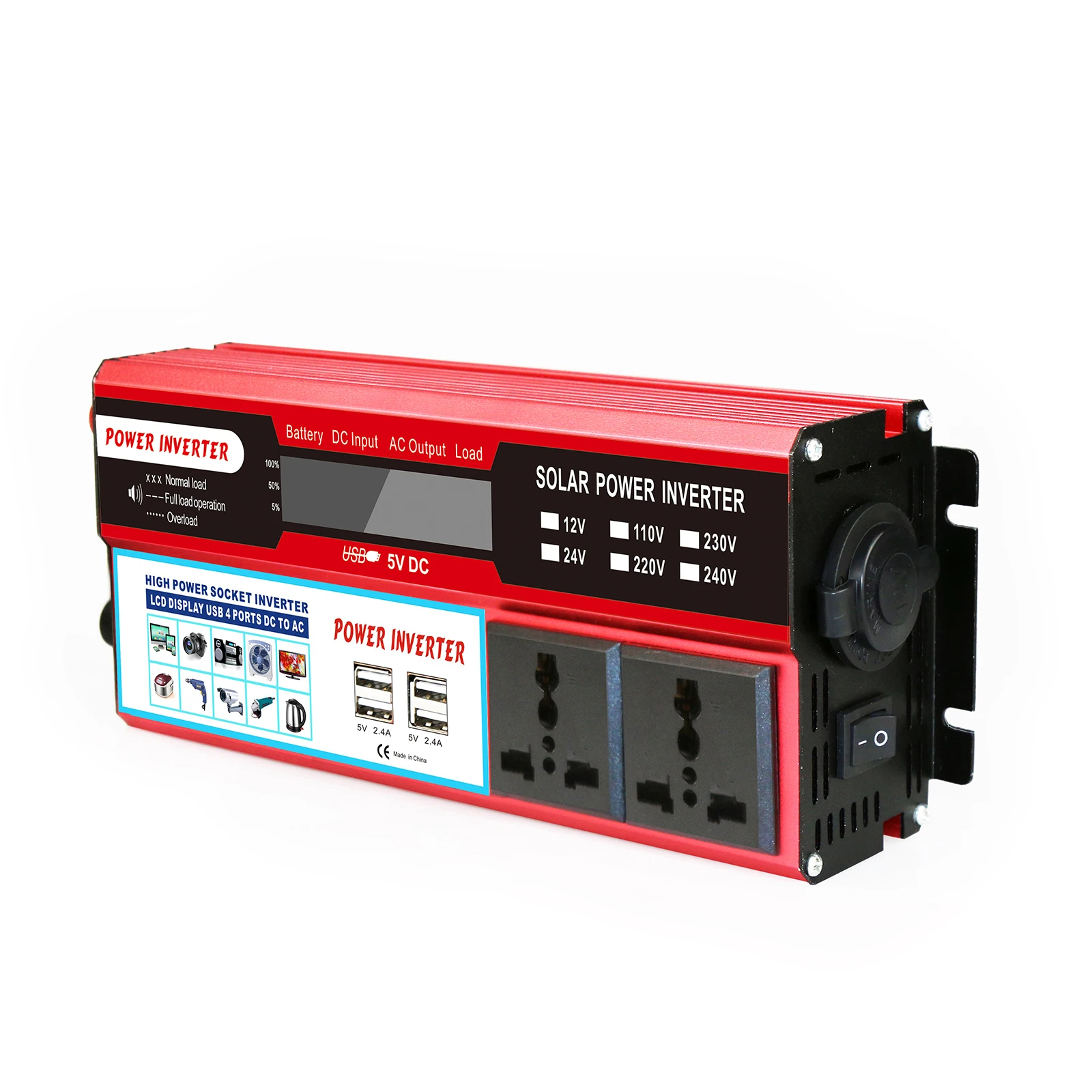 

DC 12V 6000W 4 USB Charger Solar Power Inverter Wave Digital Display for car marine solar electric power wind electric power