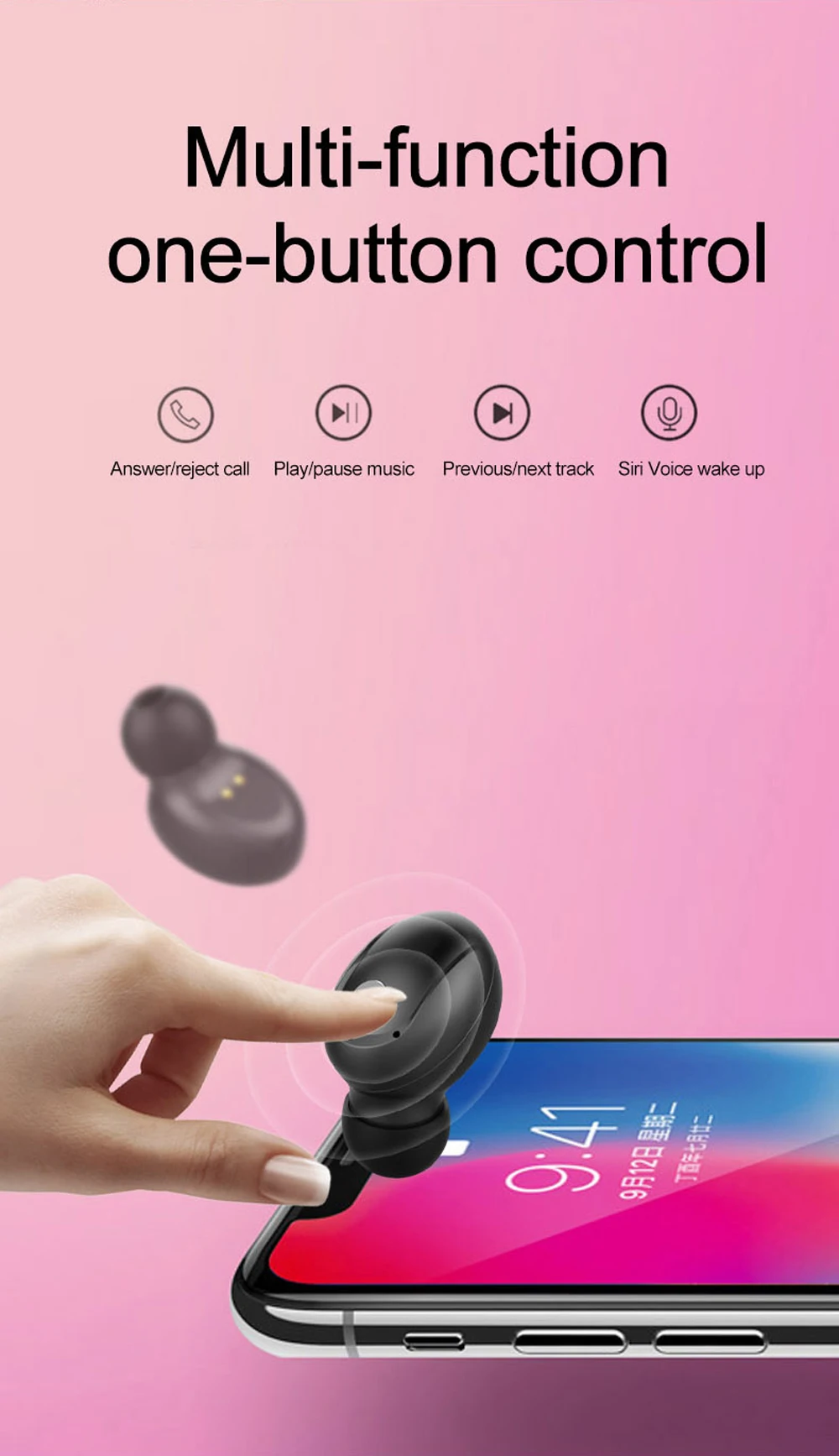 TWS V5.0 T5S Bluetooth наушники 3D стерео беспроводные наушники с микрофоном 2200 мАч Внешний аккумулятор гарнитура с микрофоном Спорт