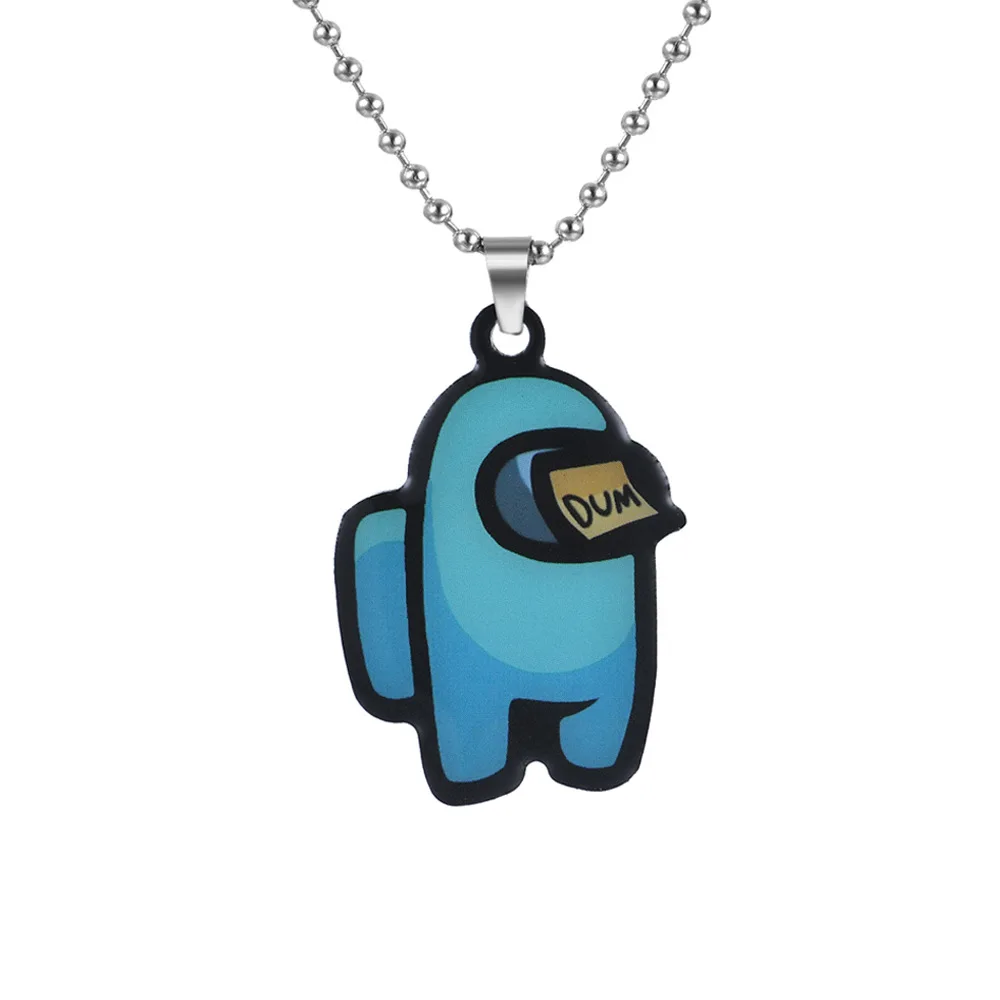 

Trendy Game Among Us Necklaces Stainless Steel Beaded Chain Among Us Cartoon Charm Pendant Necklaces Women Men Jewelry Gift