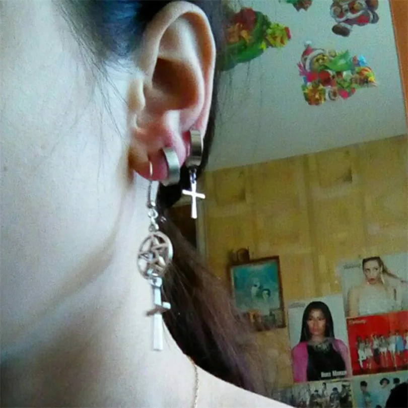 1 шт. Модные клипсы для ушей и костей серьги-каффы висячие с листом крестом