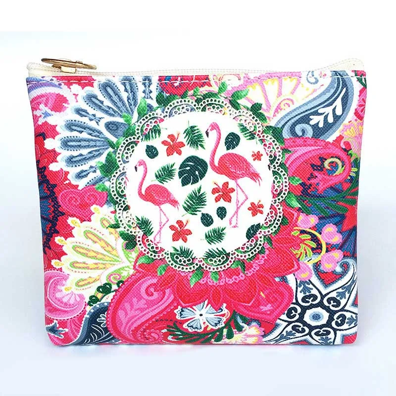 5 New Cute Flamingos Ethnic Style Grils Coin Purse Children PU Leather Zip Change Purse Women Wallet Animal Key Card Bag Kids Gift - Цвет: 5