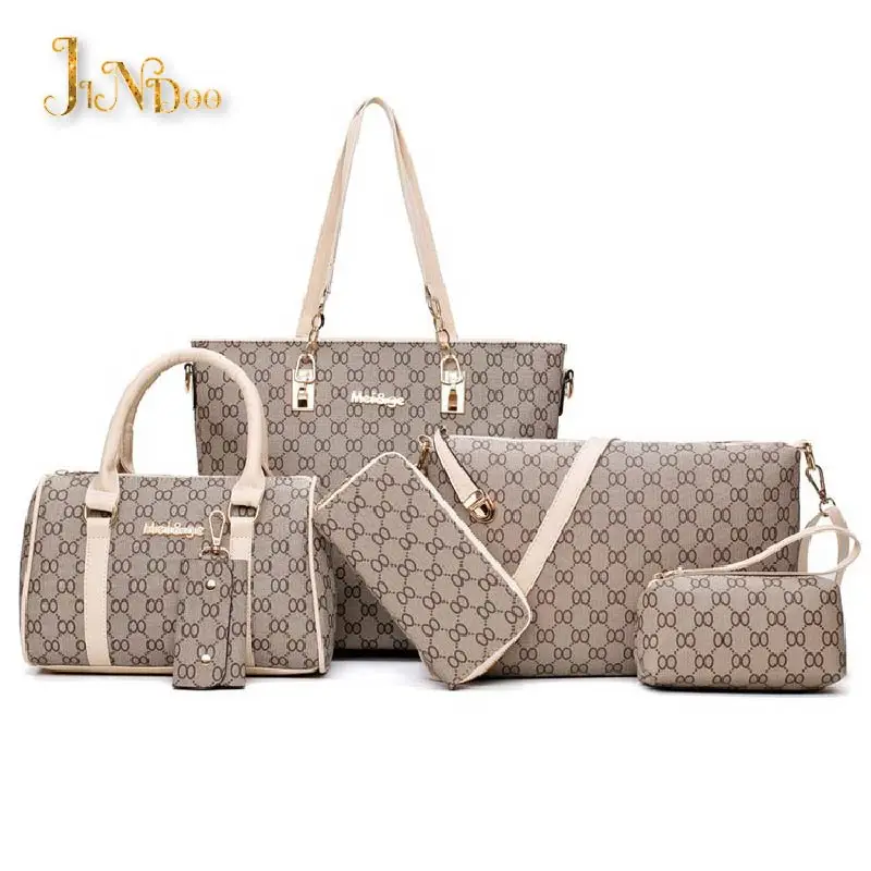 

Six-Piece Set Designer Brand Large Capacity Casual Women Handbag Leather Shoulder Bags Fashion Totes Female Purse