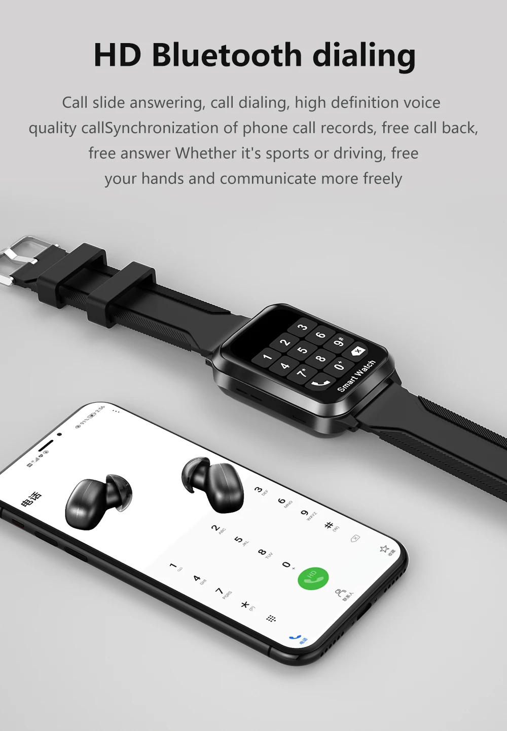 Умные часы No1 Slide Watch с TWS наушниками в одном Pop-up Push Smart Split Screen BT музыкальном плеере для Android IOS.