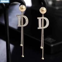 2021 new classic d letter swing earring south korean female fashion jewelry personality metal tassel earrings party accessorie