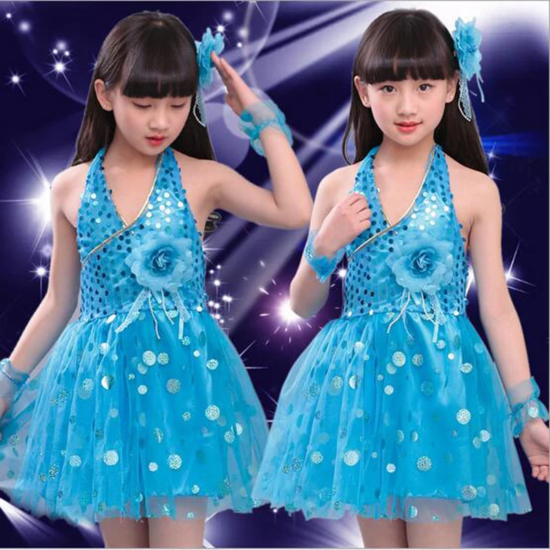 

Sequined Veil Skirt for Girl Latin Dancewear Children Latin Dresses Students Flower Modern Stage Dancing Costumes