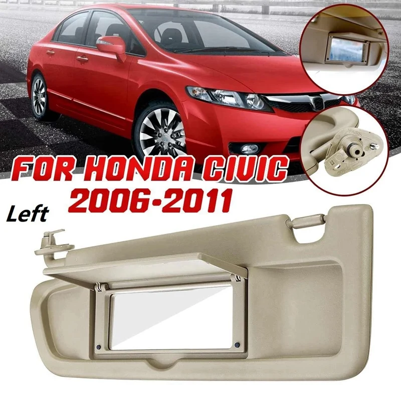 

Левый козырек от солнца для водителя для Honda Civic 2006, 2007, 2008, 2009, 2010, козырек в сборе 83280-SNA-A01ZA, бежевый