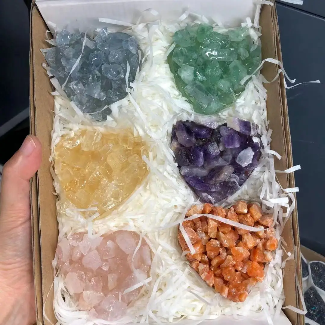 

6pcs/ Box, Natural Resin Love Ore Crafts, Very Beautiful 6 Colors.Wedding Home Decoration