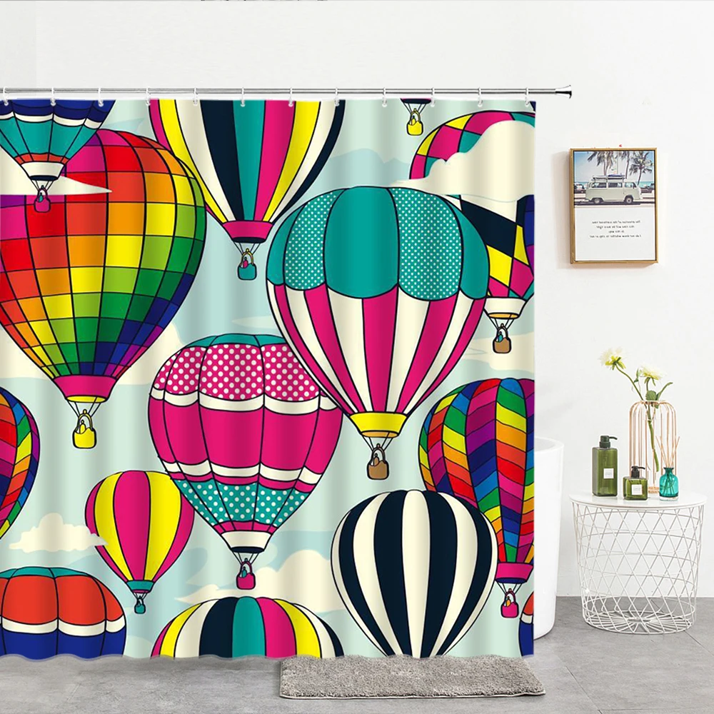 

Hot Air Balloon Shower Curtains Bathroom Polyester Waterproof Shower Curtain Cartoon Printing Curtains for Bathroom Shower