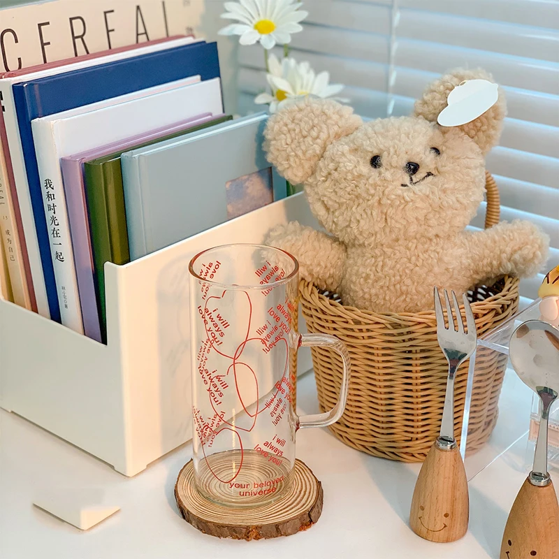 Бокал для питья в корейском ретро стиле с надписью Love креативная прозрачная