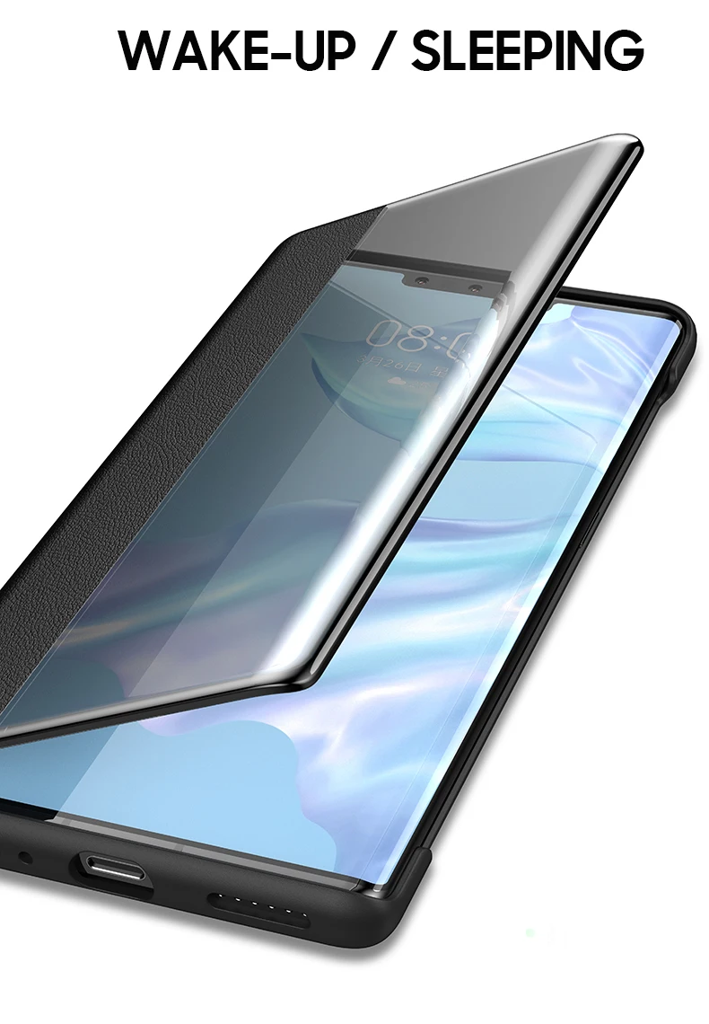 Кожаный чехол-книжка Cenmaso для huawei mate 30 Pro с окошком для сенсорного экрана для huawei mate 20X30 Pro, защитный чехол