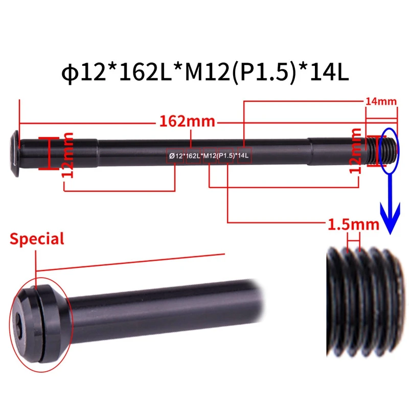 

MTB Thru Axle Road Bike Shaft Front Rear Hub Skewers 12mm Wheel Axis Hub Shaft