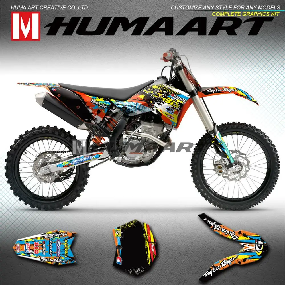 HUMAART персонализированные наклейки MX гонки Графика виниловый комплект для 150 200 250