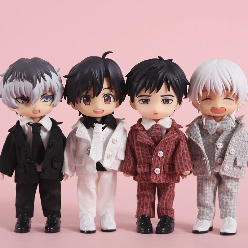 

6Pcs/set OB11 BJD Suit Jacket Pant Vest Tie Doll Clothes Coat for 1/12 BJD Obitsu11 Holala OB11 Piccod Molly Doll Accessories