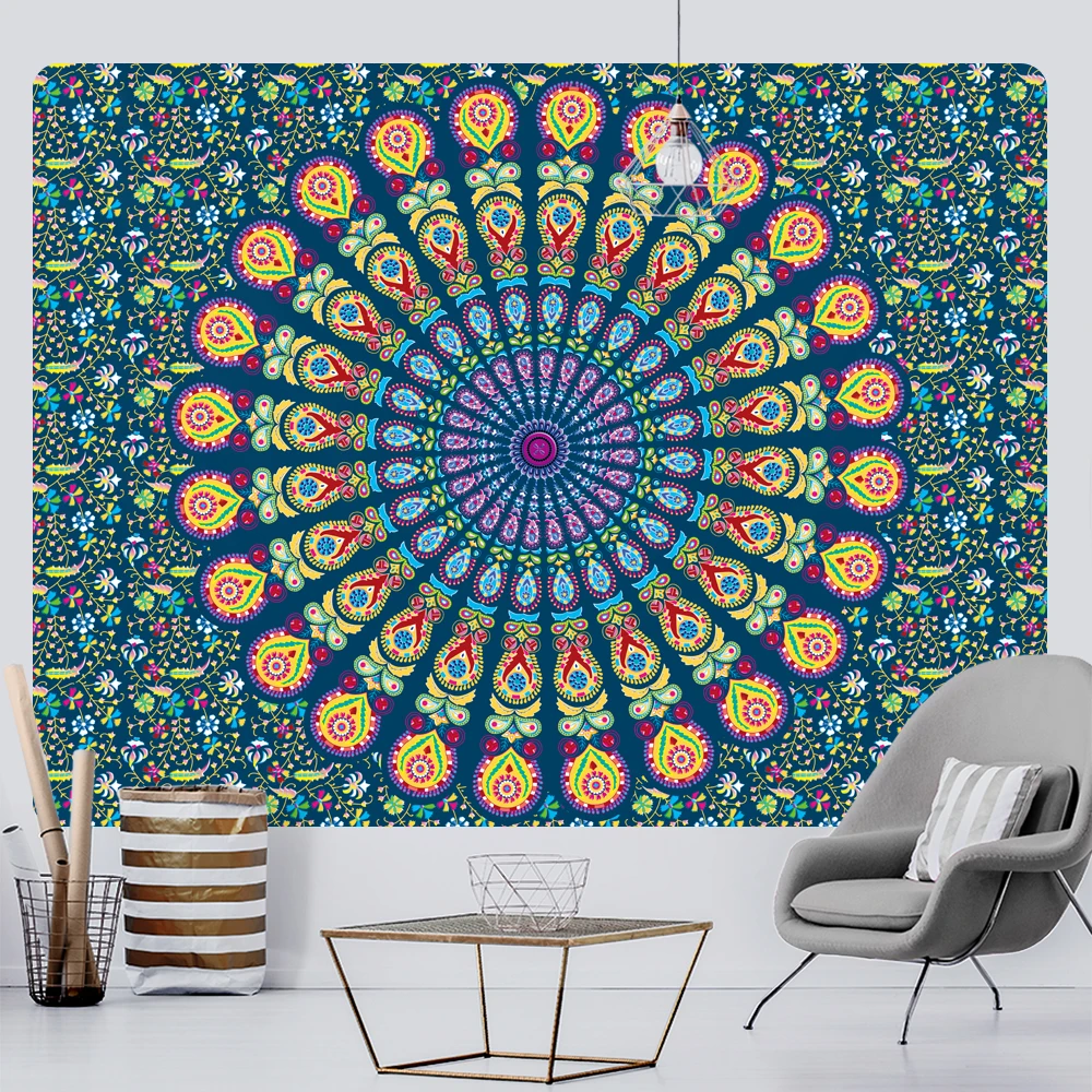 Индийская мандала домашний декор искусственная картина хиппи богемный простыня