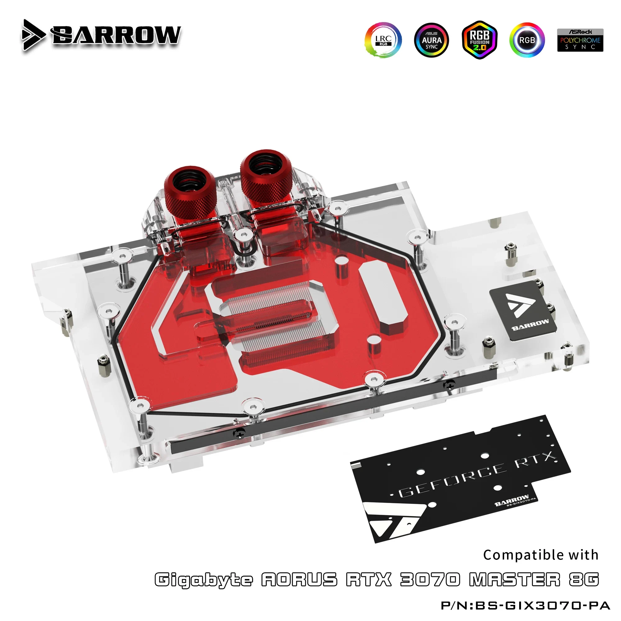 Водяной блок Barrow 3070 для GIGABYTE AORUS RTX MASTER кулер с полным покрытием ARGB GPU водяное