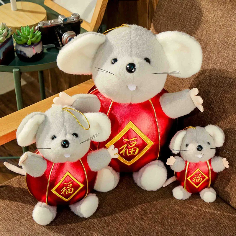 Новогодняя плюшевая игрушка крыса новогодний талисман крысы мягкая кукла