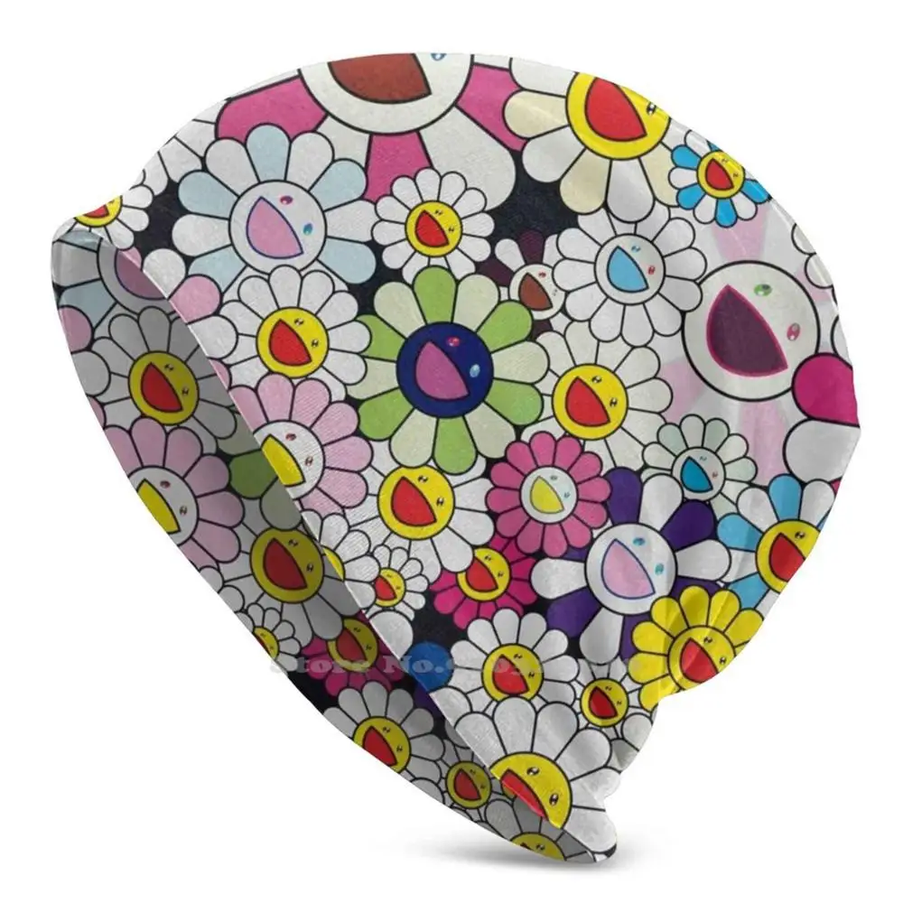 

Bright Flower Japanese Print Knitted Beanie Hat Sports Hedging Cap Q Pride Pride Aids Doodle Colorful Minimal Colourful Artist