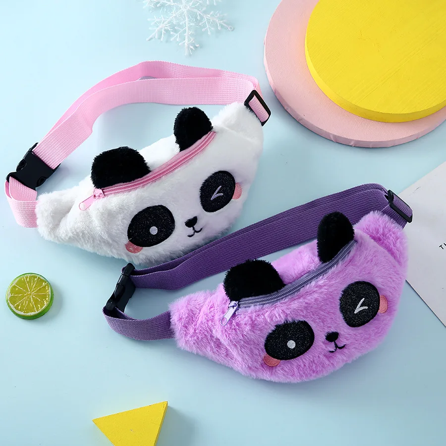 

Kids Plush Animal Fanny Pack Cute Panda Print Waist Bag Child Mini Outdoor Belt Bum Bag Girls Casual Crossbody Chest Purse