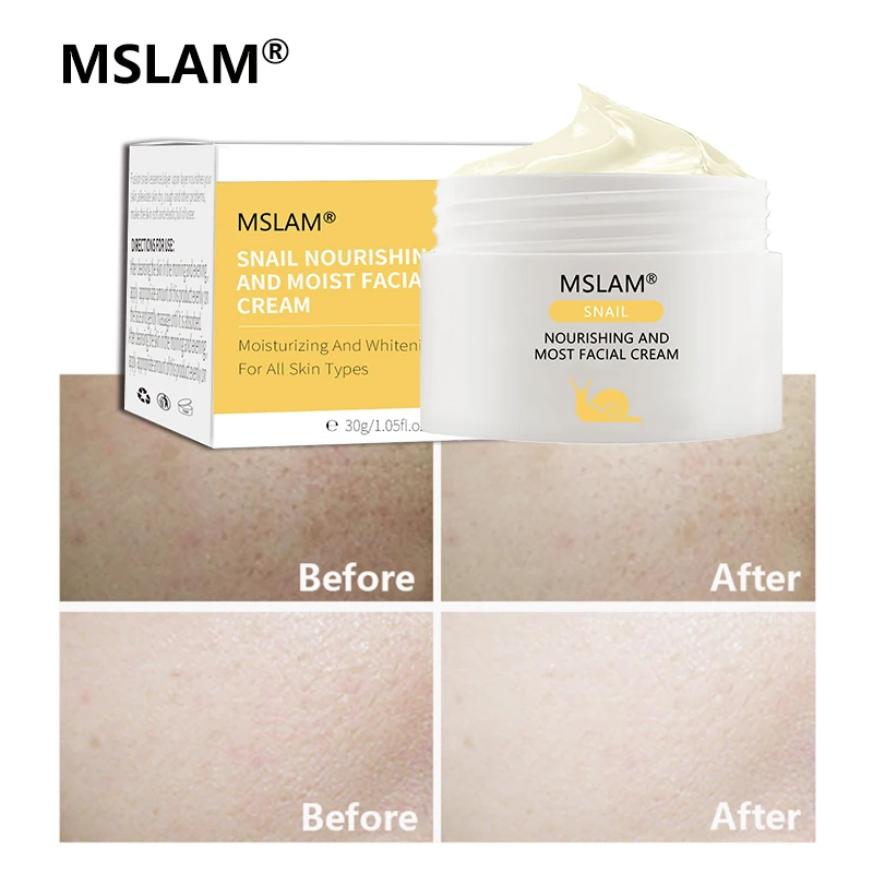 

MSLAM Facial cream Skin Care Moisturizing Nourishing Repair Pore Whitening Snail face Cream 30ml