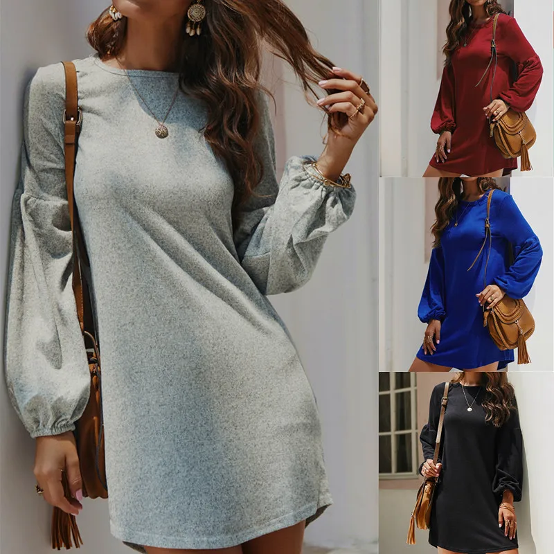 

Women Autumn Winter Knitted Pullover Dress Female Black Fashion Long Sleeves Sweater Vestido De Mujer Femme punk rave dress