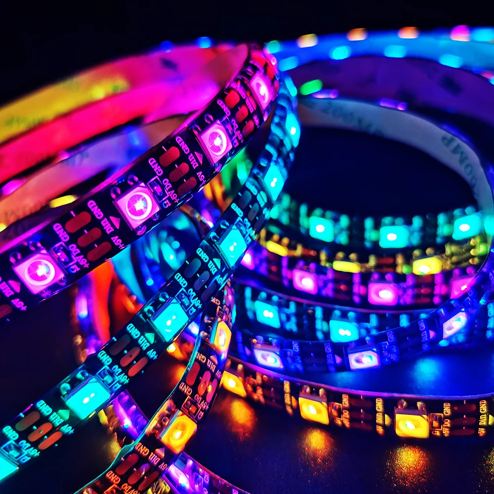 WS2812B WS2812 Individually Addressable Smart RGB LED Strip Light 30/60/144led Black/White PCB Waterproof IP30/65/67 DC5V | Лампы и