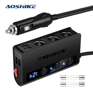 AOSHIKE адаптер для прикуривателя QC 3,0 180W 12V24V 3-Socket Splitter 4 USB порта Автомобильный адаптер питания для GPSDashCamтелефонаiPad