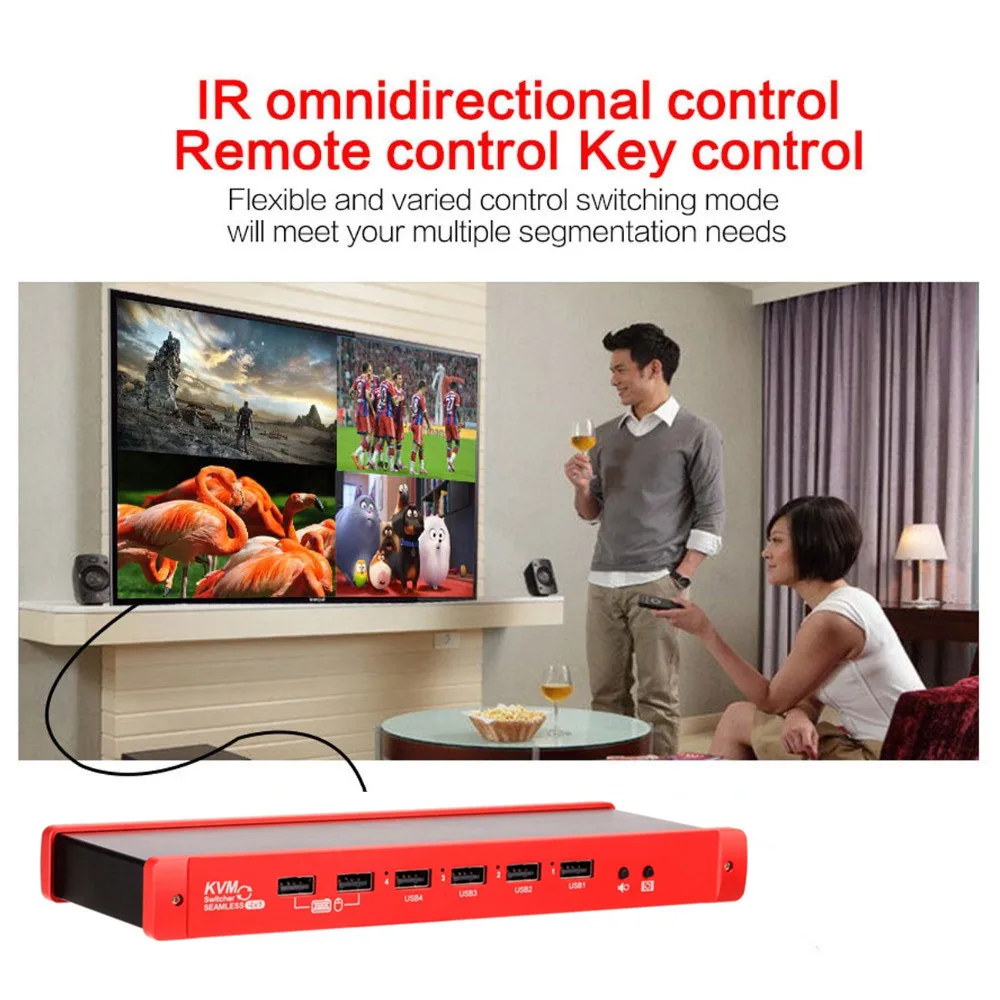4X1 KVM HDMI многоцелевой переключатель с четырехъядерным экраном в режиме реального