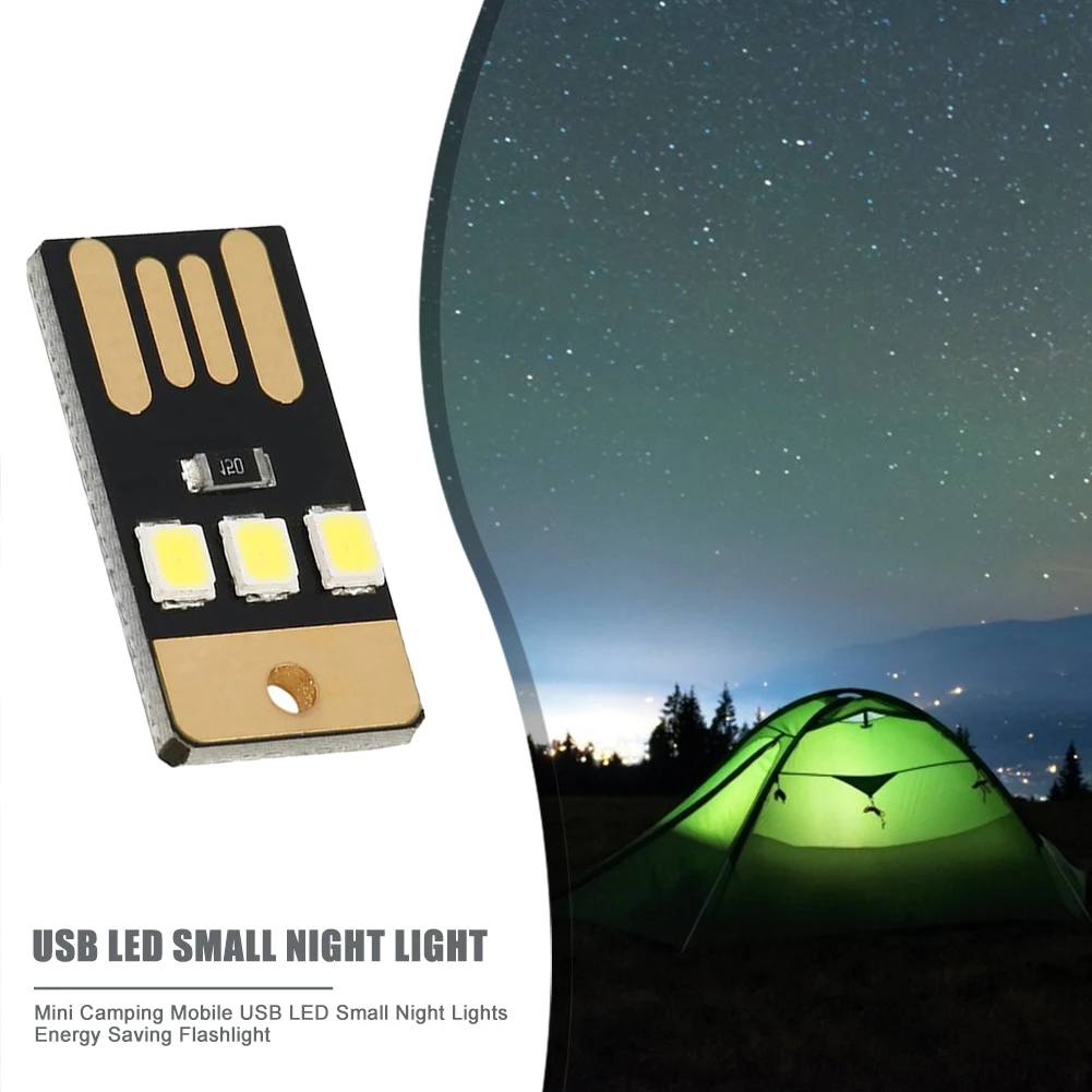 

Camping Night Hiking Tent Lamp Light Outdoor Portable Energy Saving Flashlight Mini Ultra-thin Mobile USB LED Keychain Night