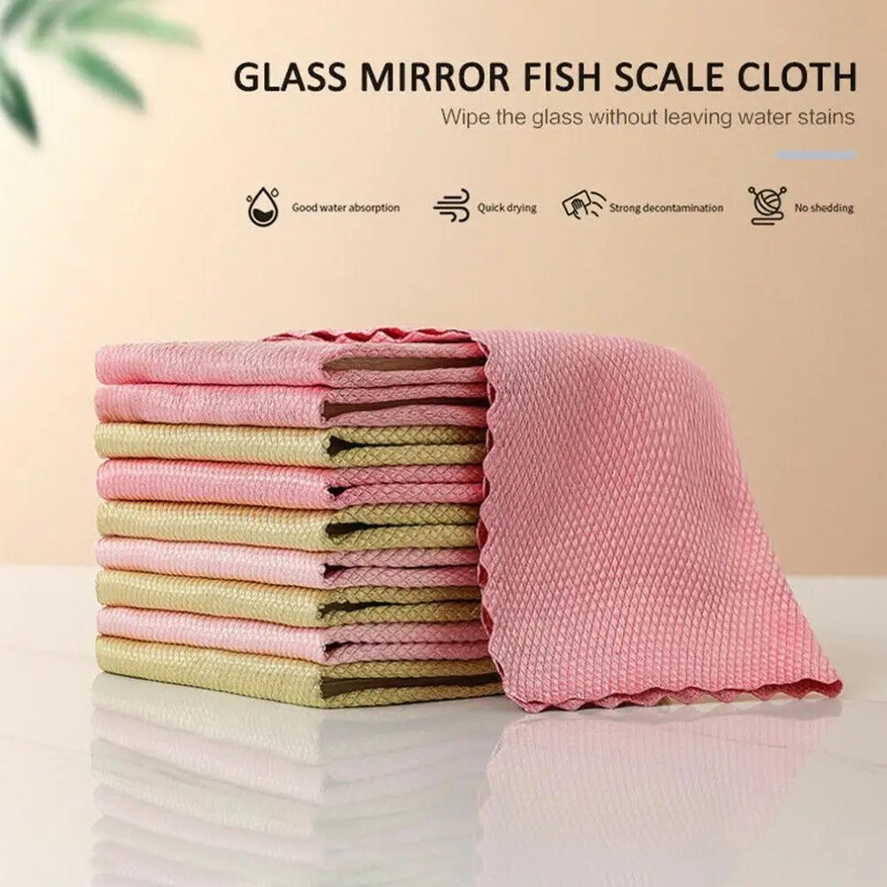 

Kitchen Rag Hangable Microfiber Wipes Special Fish Scale Wipes For Glass Cleaning Leaving No Traces Housework Cleaning Cloth