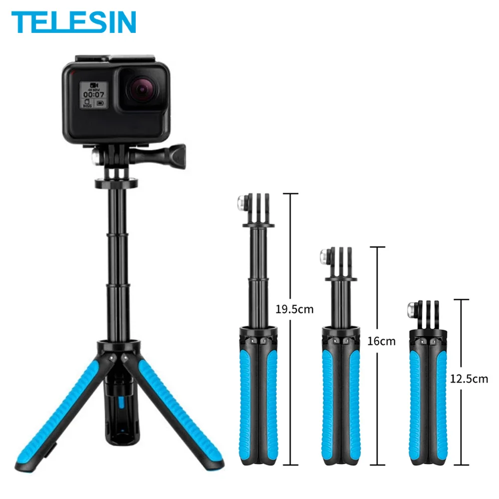 

TELESIN Mini Hand Selfie Stick Tripod Cell Phone Clip For GoPro Hero 10 9 8 7 5 Osmo Action 2 Monopod Sports Camera Accessories