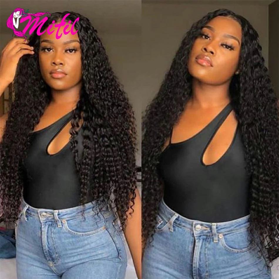 

Mifil Kinky Curly 100% Remy Human Hair Transparent Lace Wigs Pre Plucked lace Frontal Wig For Women 13x4 Frontal WigS 32 Inch