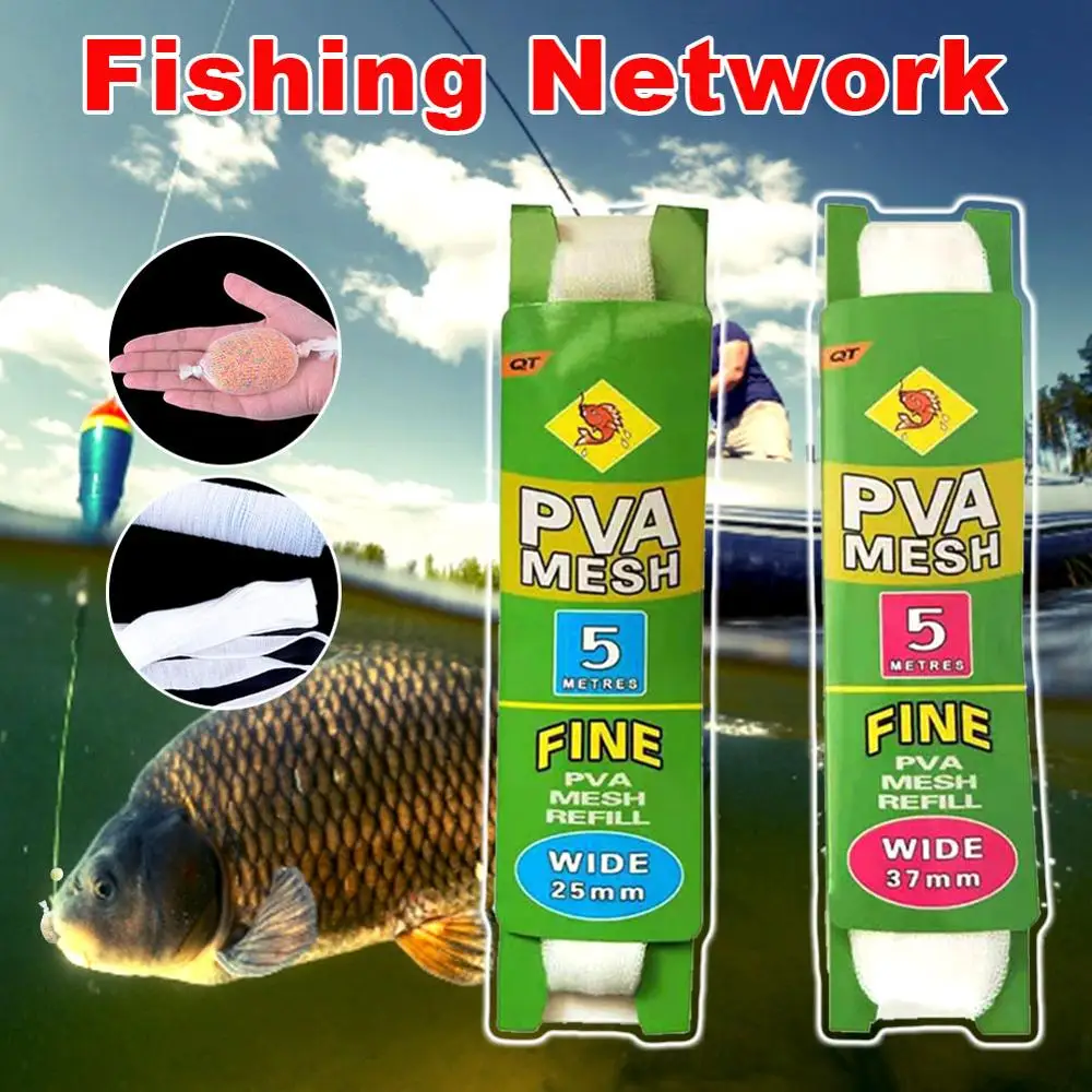

5M PVA Soluble Narrow Fishing Network Refill Stocking Bait Bag Protect Fish Net Rig Hook Bait Feeder Fishing Lure 1pc