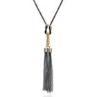 Ювелирные изделия Fabula, длинная цепочка черного и золотого цвета, модное ожерелье для женщин и девочек