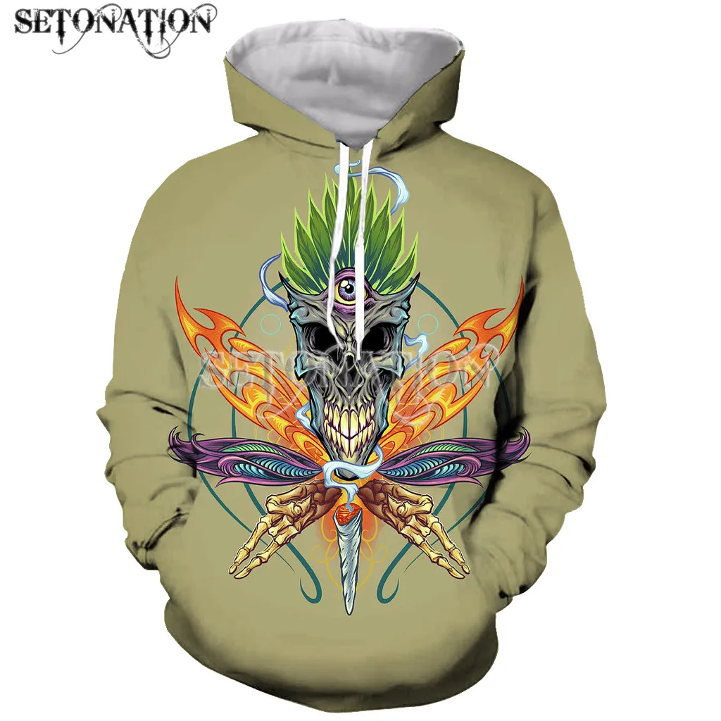 Забавный Новый Модный Топ Grim death smoking skull с длинным рукавом и 3D принтом на