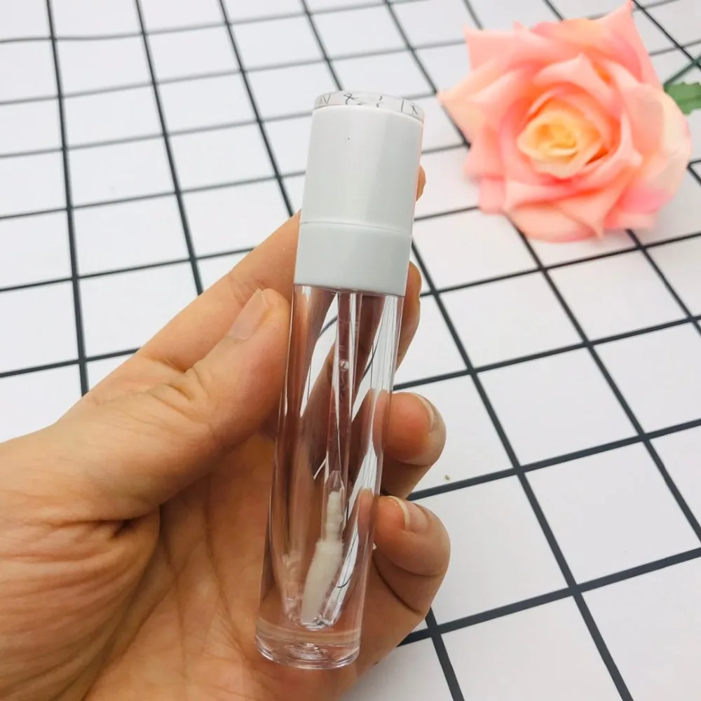 

10/20/50pcs 5ml Plastic Lip gloss Tubes with wand Empty Lip Gloss Cosmetic Packing Container Rose Red Purple Black White Lid