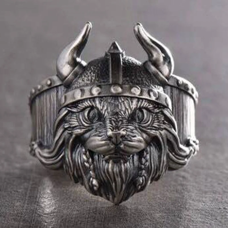 1 шт. кольцо для шлема кошки с викингом черное тайское серебряное мужчин